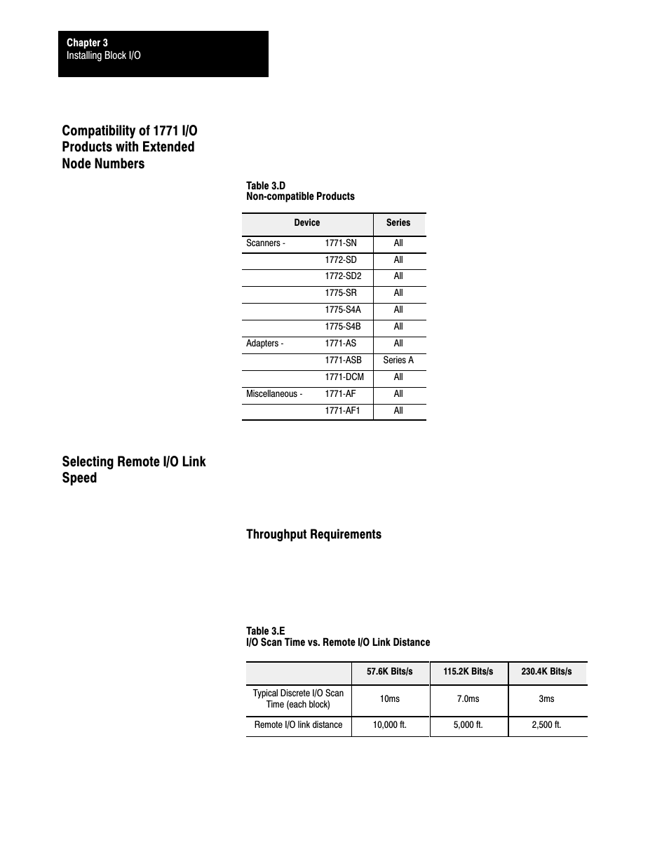 Selecting remote i/o link speed, 3ć38 | Rockwell Automation 1791-XXXX Discrete I/O AC and DC Block I/O Input and Output Modules User Manual | Page 57 / 98