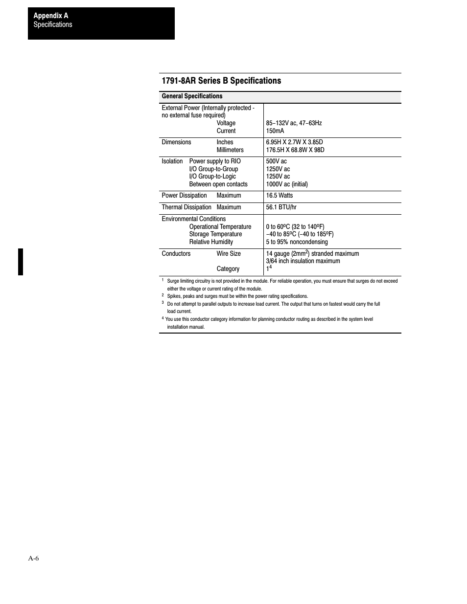 5 6hulhv % 6shflilfdwlrqv | Rockwell Automation 1791-XXXX Discrete I/O AC and DC Block I/O Input and Output Modules User Manual | Page 78 / 98