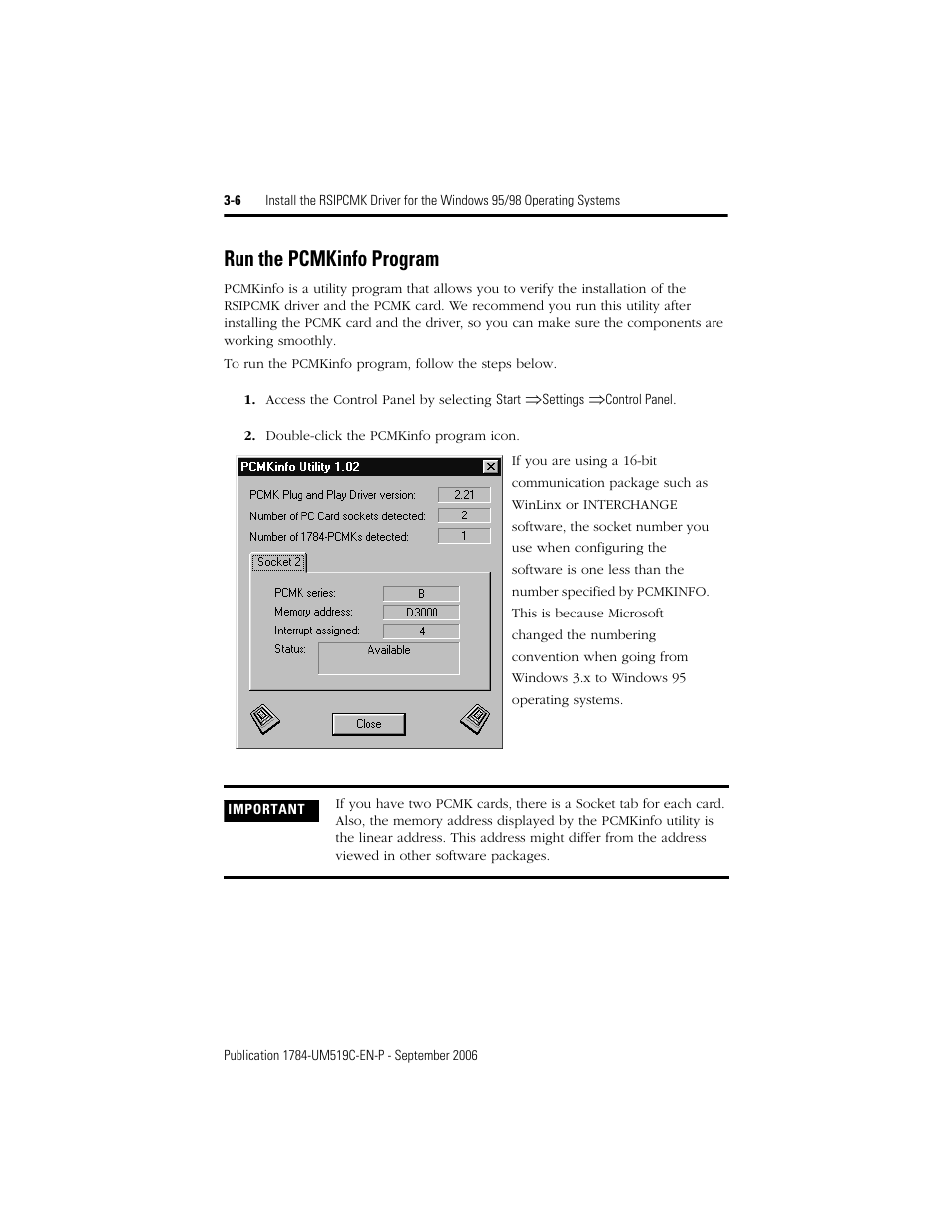 Run the pcmkinfo program, Run the pcmkinfo program -6 | Rockwell Automation 1784-PCMK PCMK Communication Card Installation Manual User Manual | Page 26 / 84