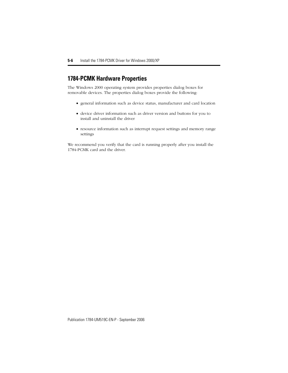 1784-pcmk hardware properties, 1784-pcmk hardware properties -6, E 1784-pcmk hardware properties | Rockwell Automation 1784-PCMK PCMK Communication Card Installation Manual User Manual | Page 44 / 84