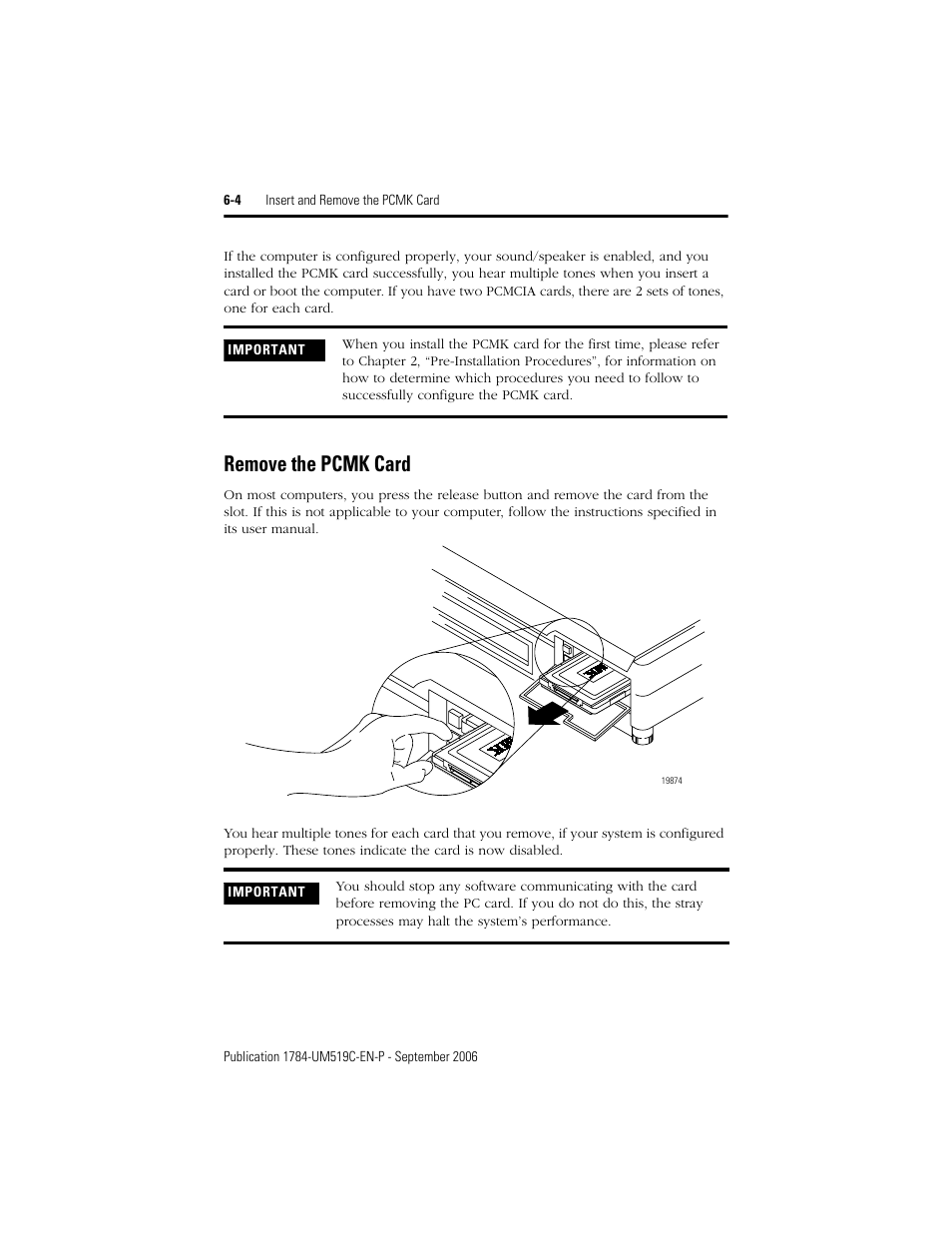 Remove the pcmk card, Remove the pcmk card -4 | Rockwell Automation 1784-PCMK PCMK Communication Card Installation Manual User Manual | Page 58 / 84