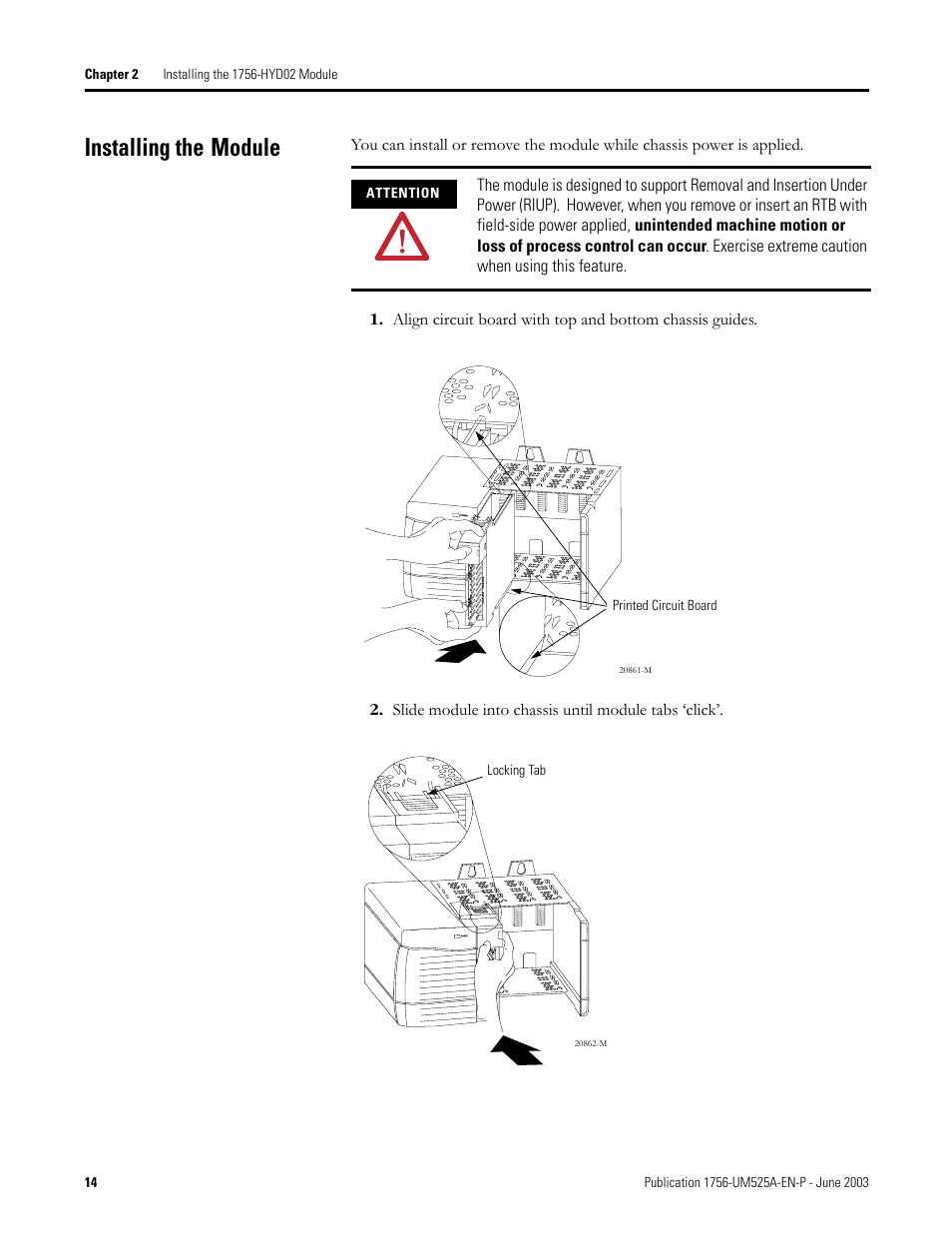 Installing the module | Rockwell Automation 1756-HYD02 ControlLogix Hydraulic Servo Module User Manual | Page 14 / 98