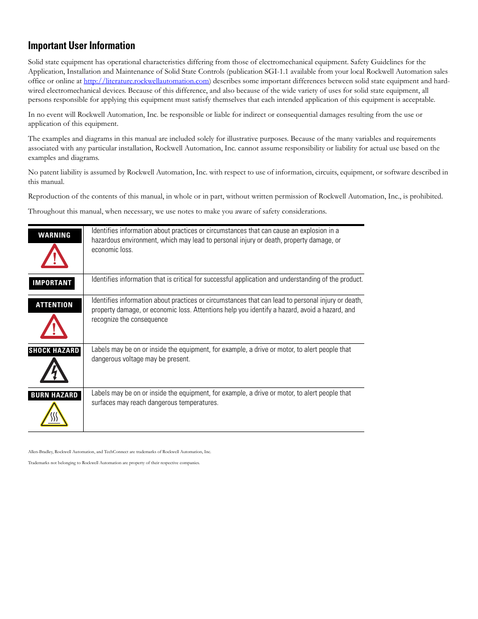 Important user information | Rockwell Automation 1756-HYD02 ControlLogix Hydraulic Servo Module User Manual | Page 2 / 98