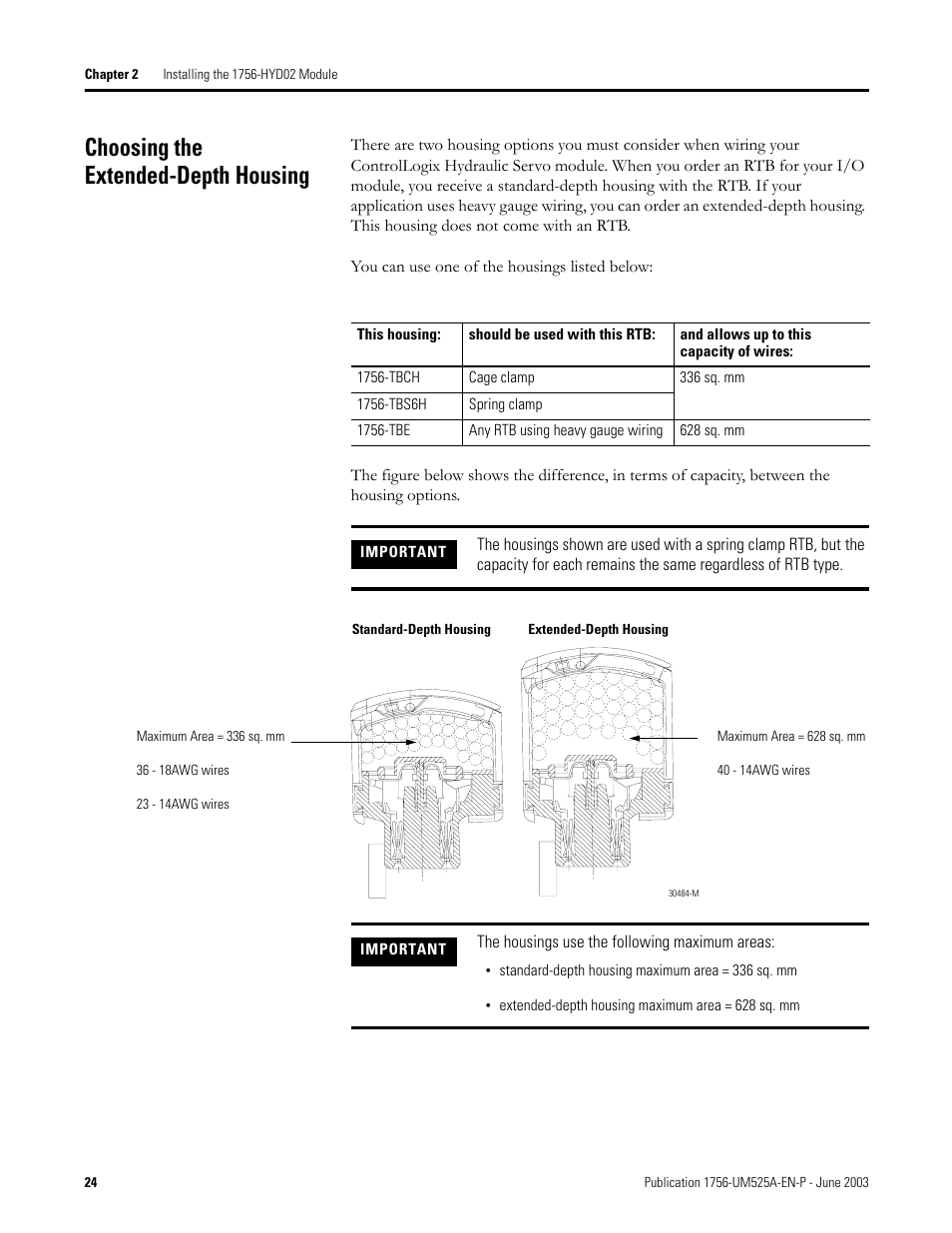 Choosing the extended-depth housing | Rockwell Automation 1756-HYD02 ControlLogix Hydraulic Servo Module User Manual | Page 24 / 98