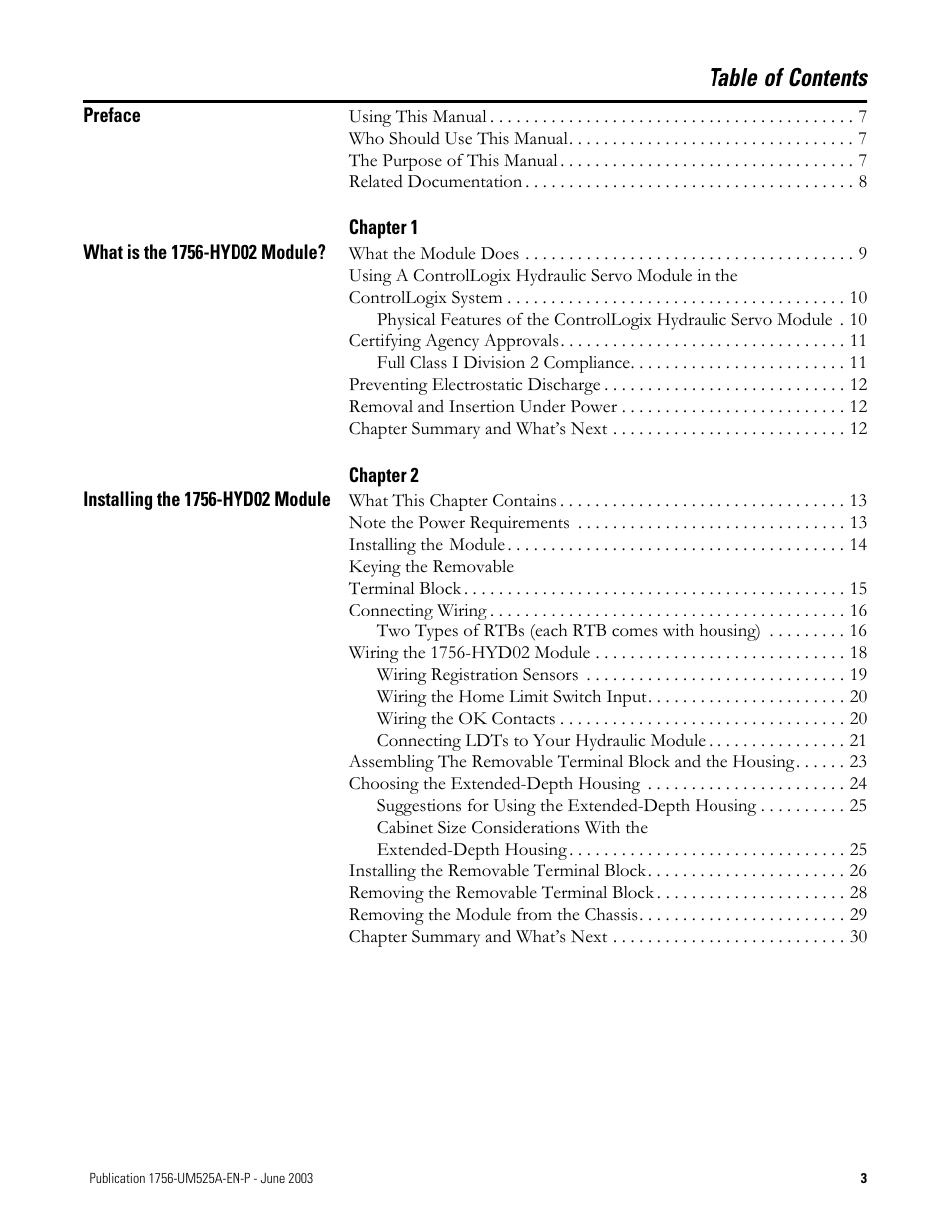 Rockwell Automation 1756-HYD02 ControlLogix Hydraulic Servo Module User Manual | Page 3 / 98