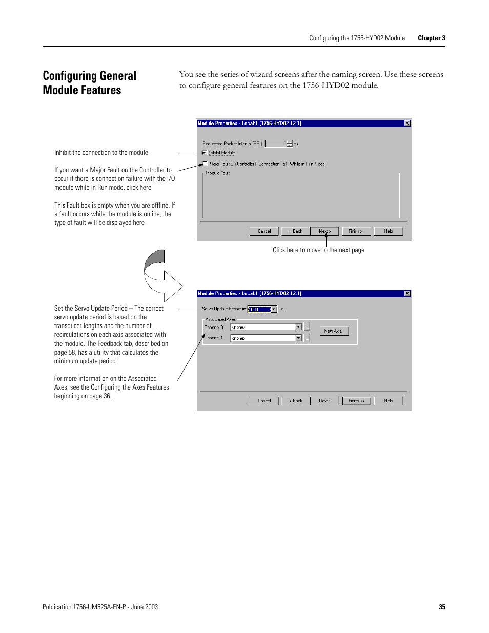 Configuring general module features | Rockwell Automation 1756-HYD02 ControlLogix Hydraulic Servo Module User Manual | Page 35 / 98