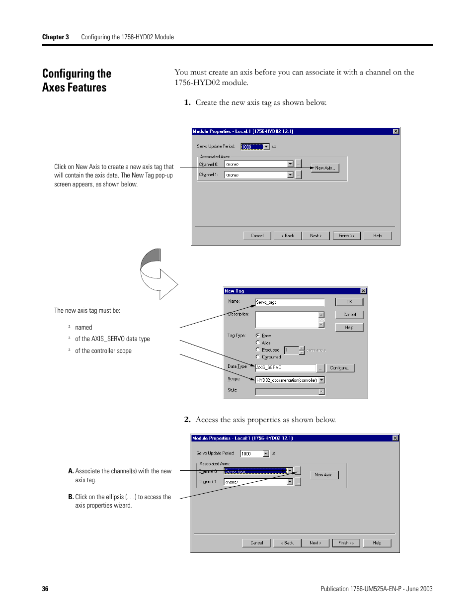 Configuring the axes features | Rockwell Automation 1756-HYD02 ControlLogix Hydraulic Servo Module User Manual | Page 36 / 98