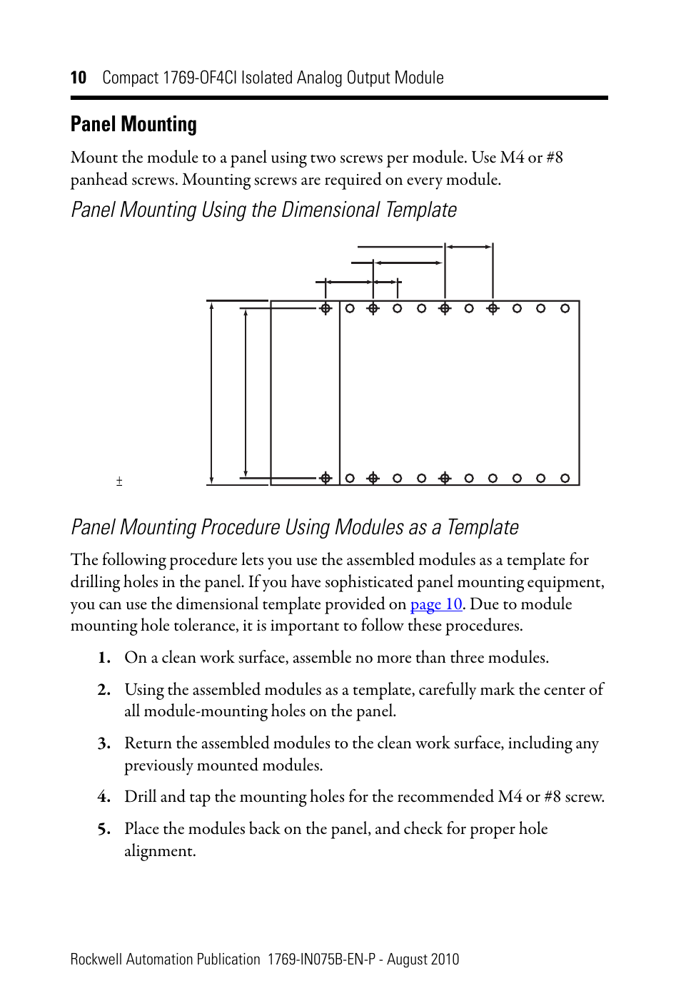 Panel mounting | Rockwell Automation 1769-OF4CI CompactLogix 1769-OF4CI Module User Manual | Page 10 / 28