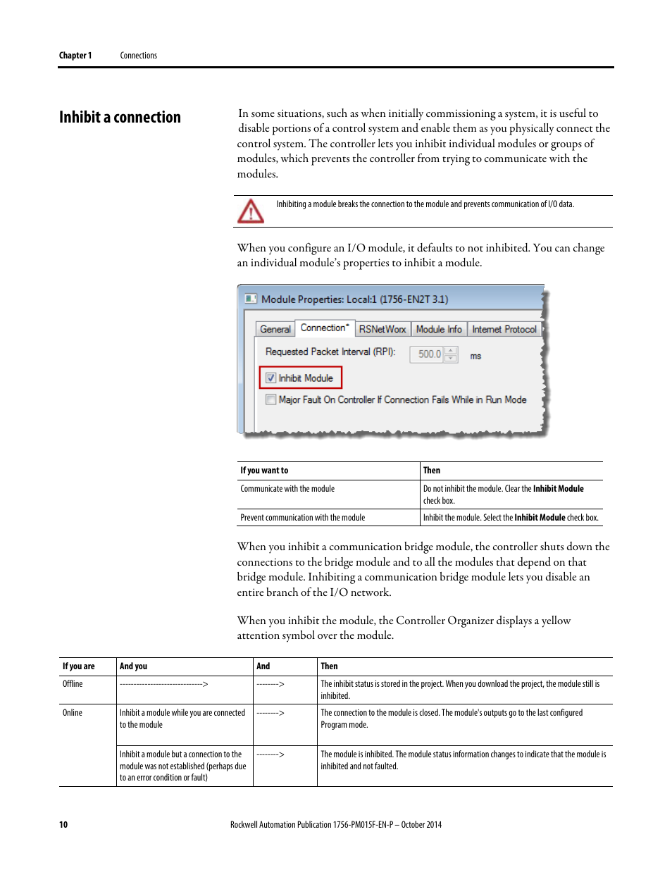 Inhibit a connection | Rockwell Automation Logix5000 Controllers Controller Information and Status Programming Manual User Manual | Page 10 / 59