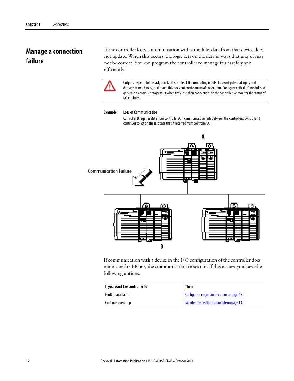 Manage a connection failure | Rockwell Automation Logix5000 Controllers Controller Information and Status Programming Manual User Manual | Page 12 / 59