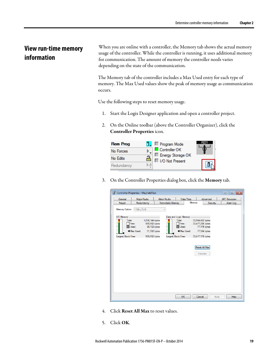 View run-time memory information | Rockwell Automation Logix5000 Controllers Controller Information and Status Programming Manual User Manual | Page 19 / 59