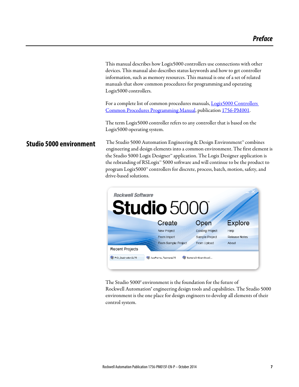 Preface, Studio 5000 environment | Rockwell Automation Logix5000 Controllers Controller Information and Status Programming Manual User Manual | Page 7 / 59