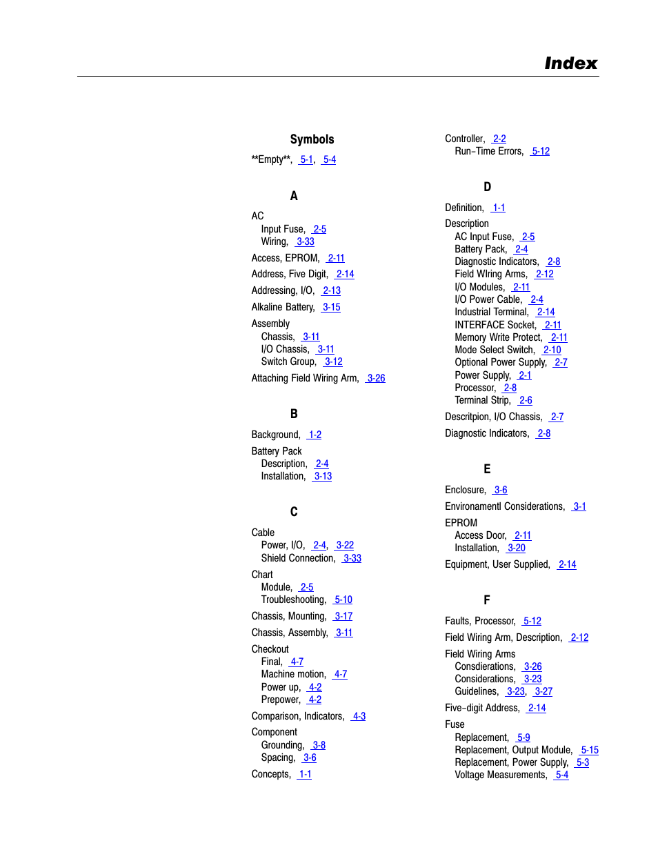 1772-6.6.1, index, Index | Rockwell Automation 1772-LV,D17726.6.1 A and I MNL MINI-PLC-2/15 PROCESSO User Manual | Page 91 / 94