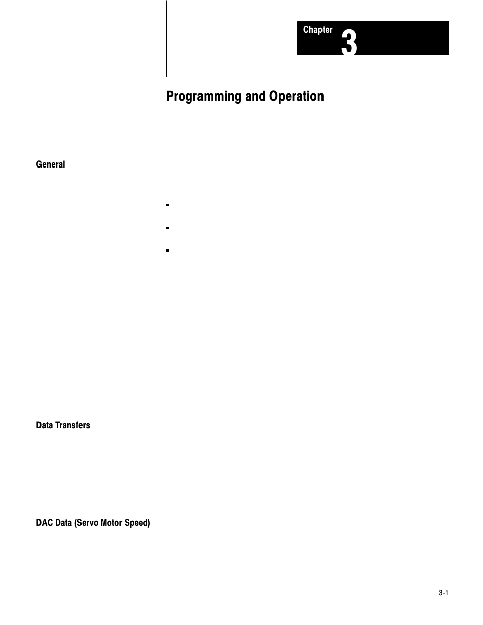 3 - programming and operation, General, Data transfers | Dac data (servo motor speed), Programming and operation | Rockwell Automation 1771-SF1 SERVO INT MOD User Manual | Page 13 / 19