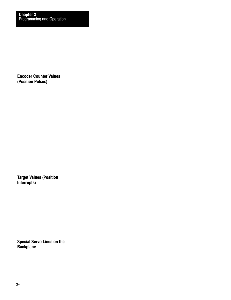 Encoder counter values, Target values (position, Special servo lines on the backplane | Rockwell Automation 1771-SF1 SERVO INT MOD User Manual | Page 16 / 19