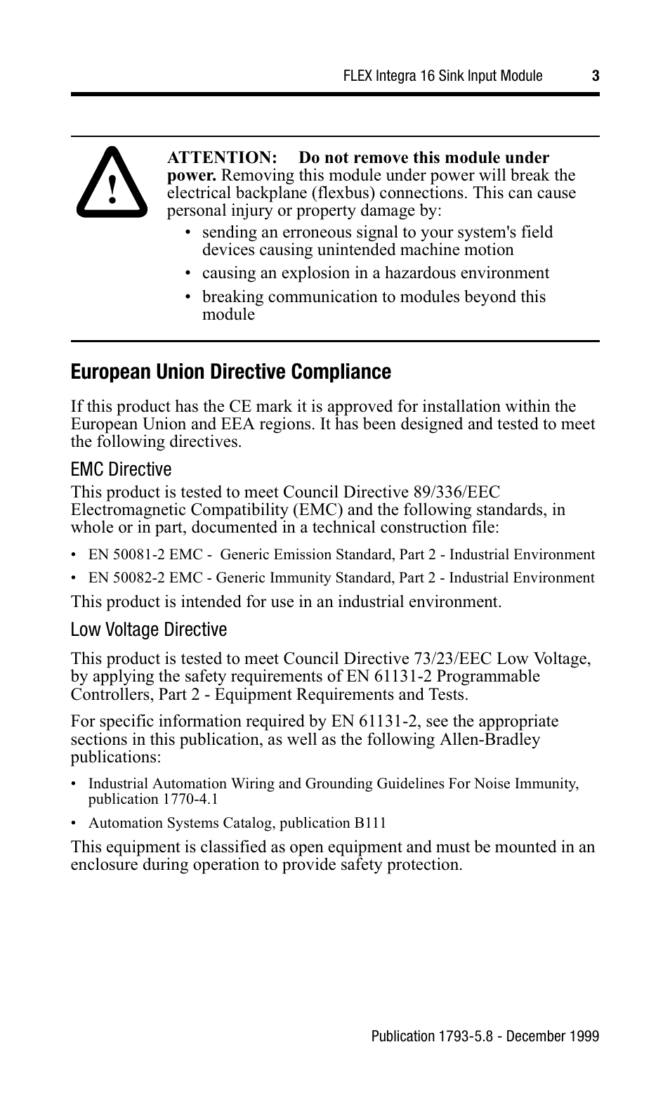 European union directive compliance | Rockwell Automation 1793-IB16 Flex Integra Input Module Install Inst User Manual | Page 3 / 12