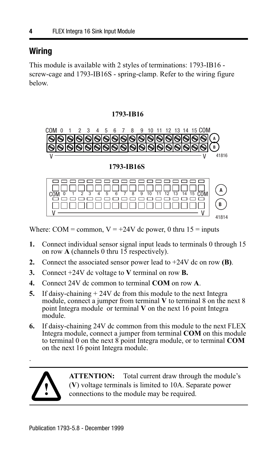 Wiring | Rockwell Automation 1793-IB16 Flex Integra Input Module Install Inst User Manual | Page 4 / 12