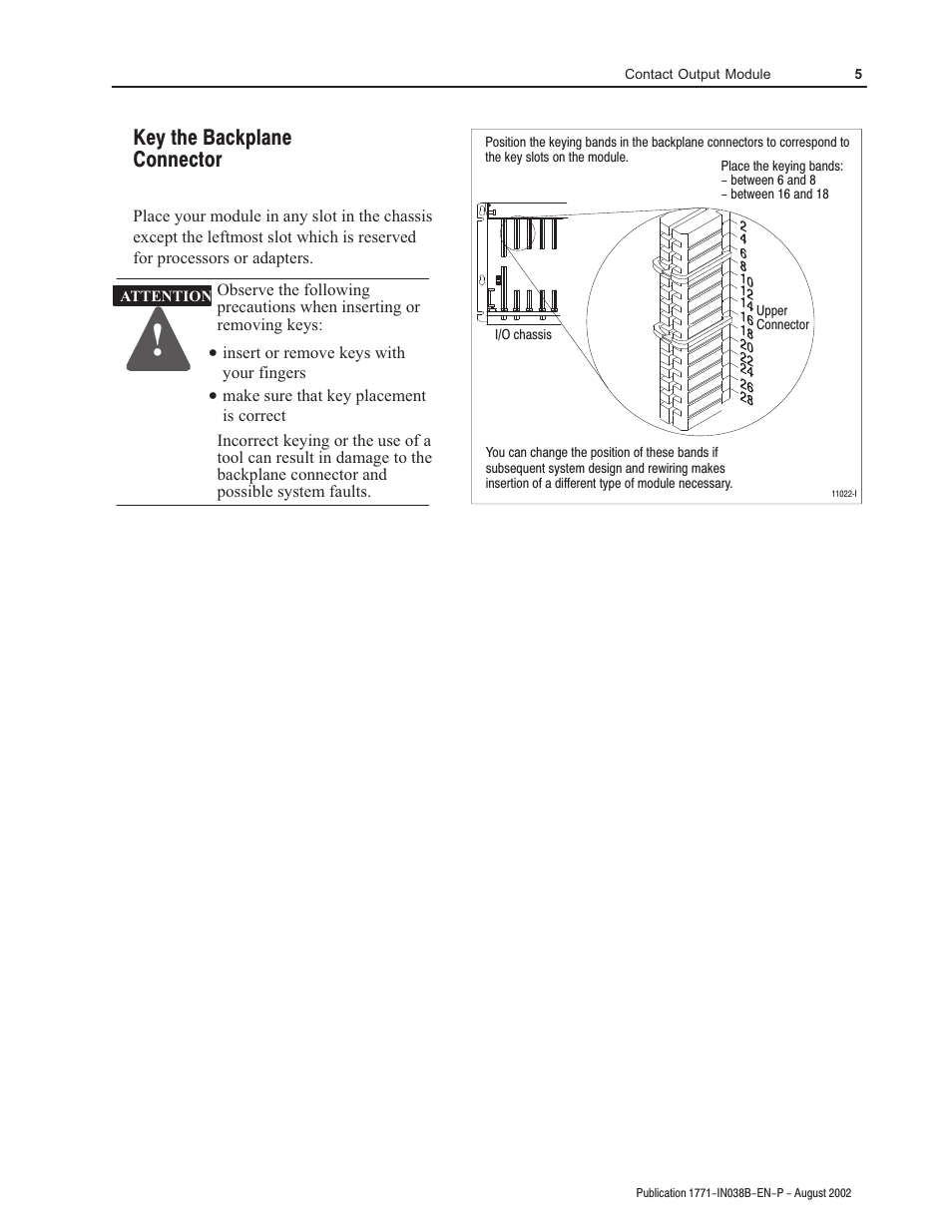Key the backplane connector | Rockwell Automation 1771-OWNA Contact Output Module Installation Instructions User Manual | Page 5 / 16