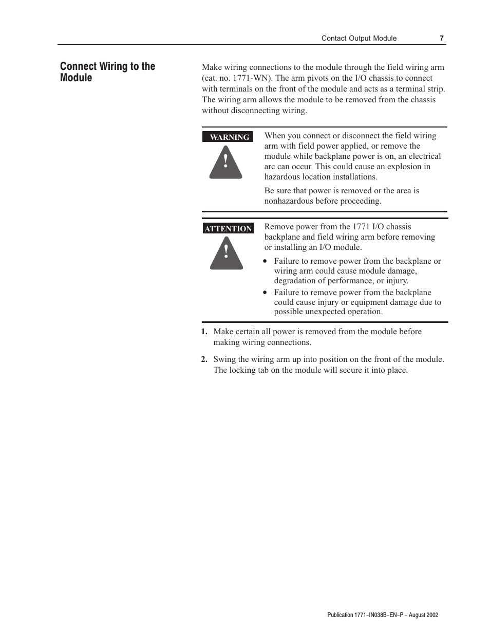 Rockwell Automation 1771-OWNA Contact Output Module Installation Instructions User Manual | Page 7 / 16