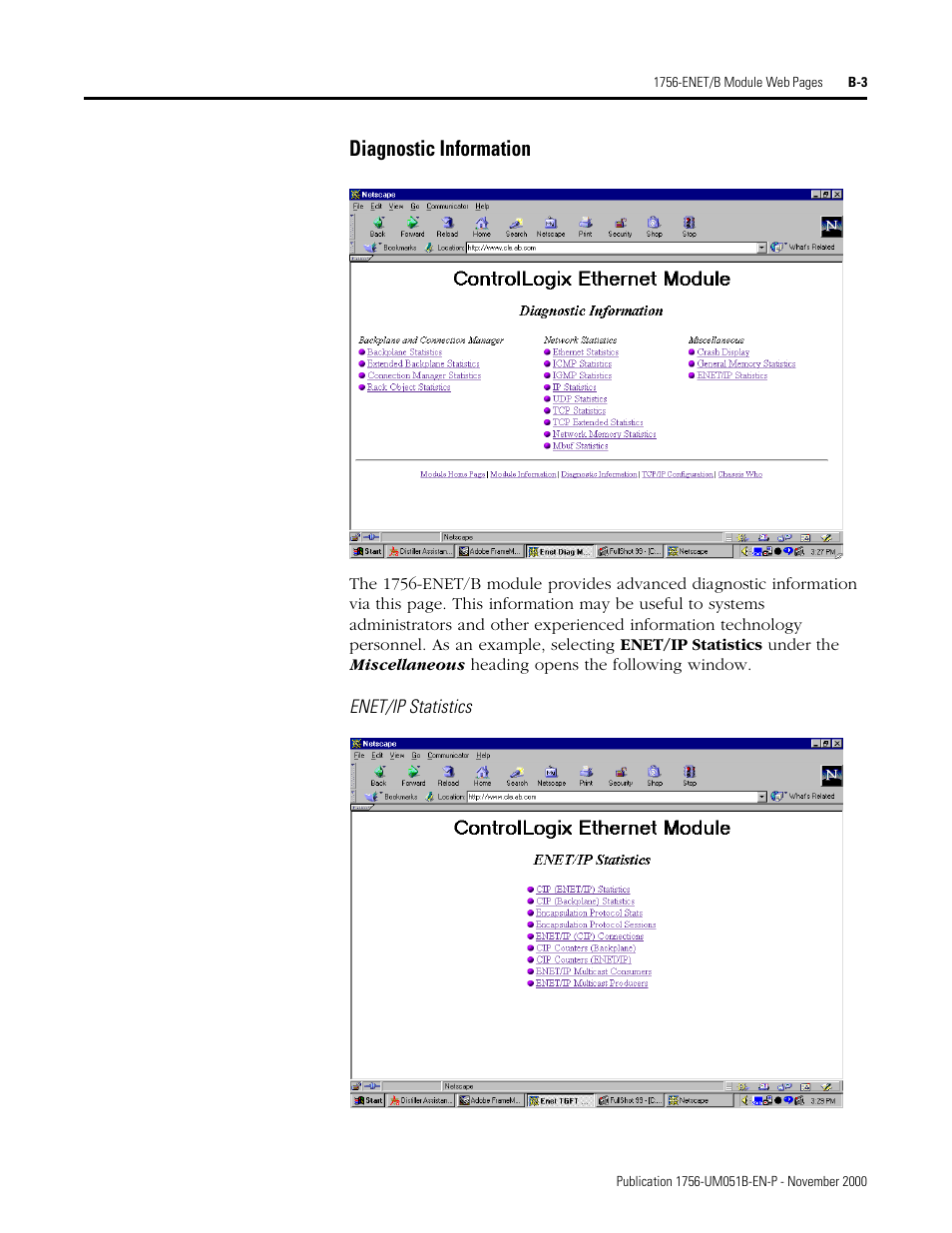 Diagnostic information | Rockwell Automation 1756-ENET/B ControlLogix Ethernet Communication Interface Module User Manual User Manual | Page 101 / 122