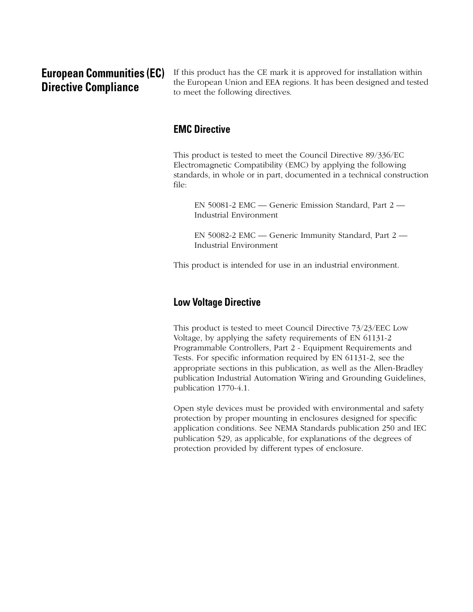 European communities (ec) directive compliance | Rockwell Automation 1756-ENET/B ControlLogix Ethernet Communication Interface Module User Manual User Manual | Page 4 / 122