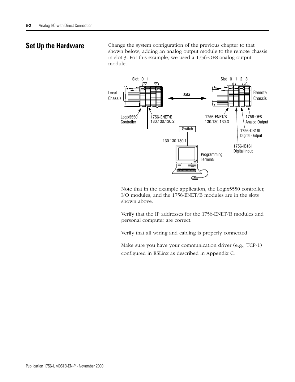 Set up the hardware, Set up the hardware -2 | Rockwell Automation 1756-ENET/B ControlLogix Ethernet Communication Interface Module User Manual User Manual | Page 66 / 122