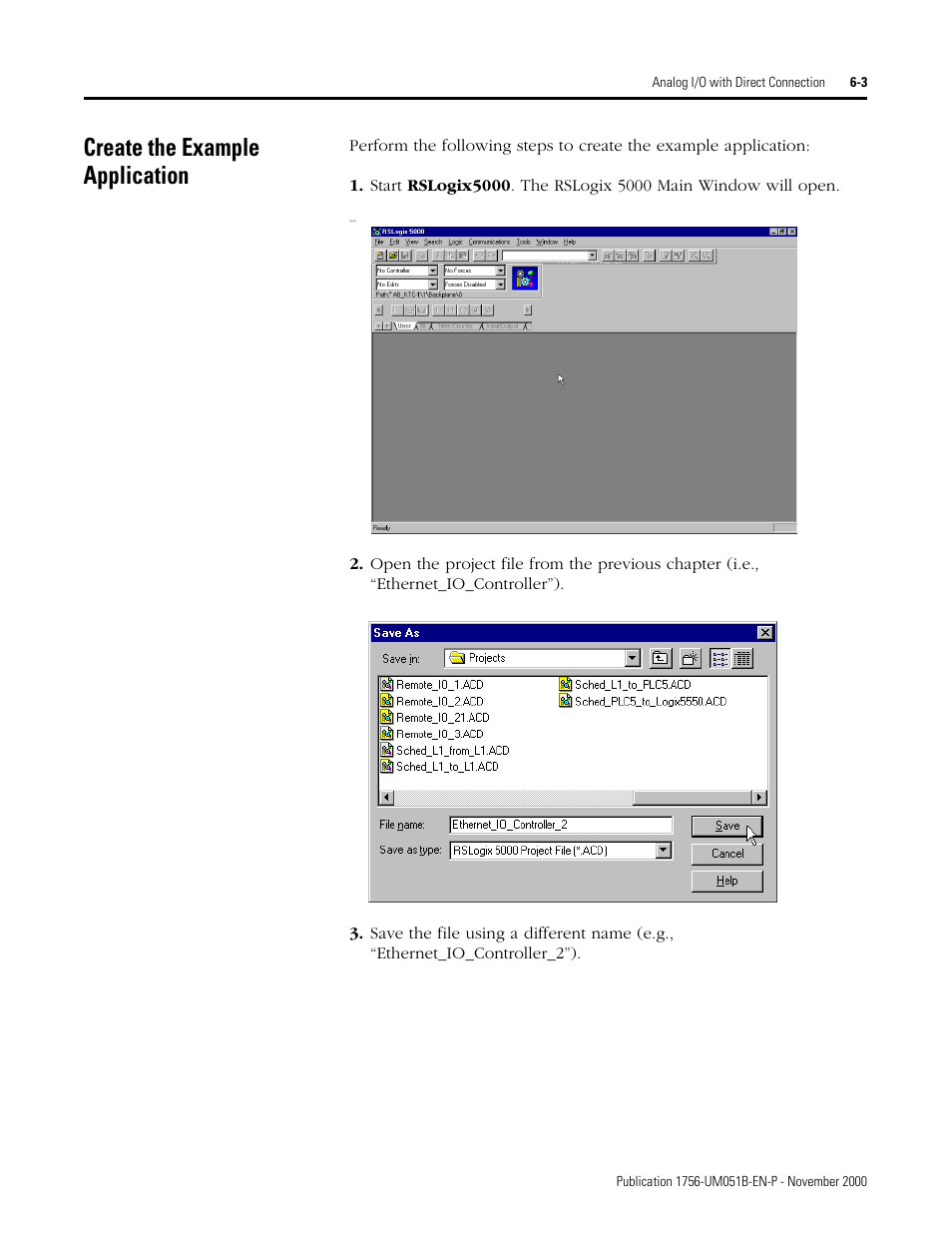 Create the example application, Create the example application -3 | Rockwell Automation 1756-ENET/B ControlLogix Ethernet Communication Interface Module User Manual User Manual | Page 67 / 122