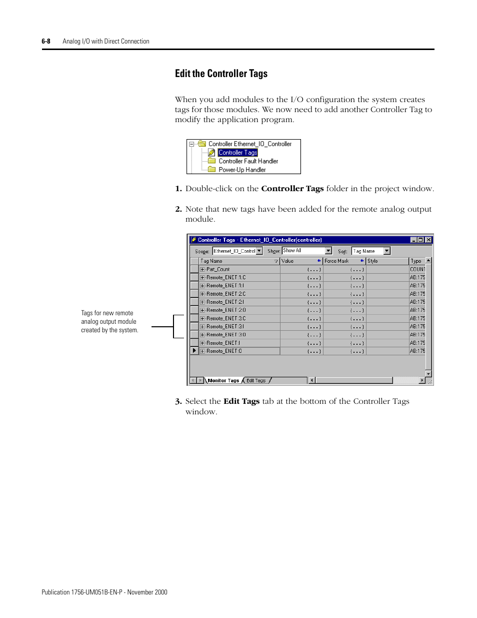 Edit the controller tags -8, Edit the controller tags | Rockwell Automation 1756-ENET/B ControlLogix Ethernet Communication Interface Module User Manual User Manual | Page 72 / 122