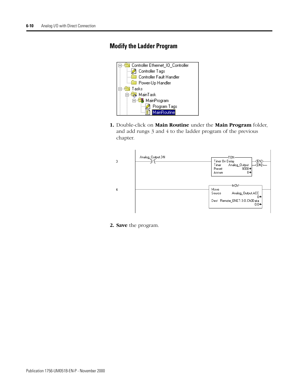 Modify the ladder program -10, Modify the ladder program | Rockwell Automation 1756-ENET/B ControlLogix Ethernet Communication Interface Module User Manual User Manual | Page 74 / 122