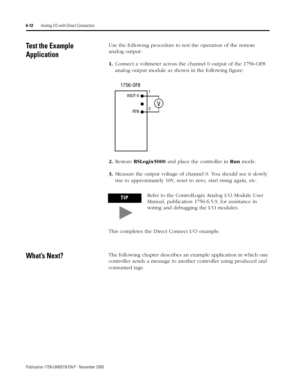 Test the example application, What’s next, Test the example application -12 what’s next? -12 | Rockwell Automation 1756-ENET/B ControlLogix Ethernet Communication Interface Module User Manual User Manual | Page 76 / 122