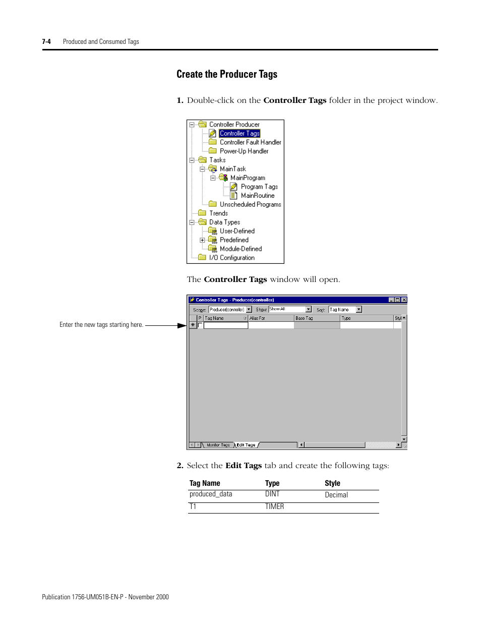 Create the producer tags -4, Create the producer tags | Rockwell Automation 1756-ENET/B ControlLogix Ethernet Communication Interface Module User Manual User Manual | Page 80 / 122