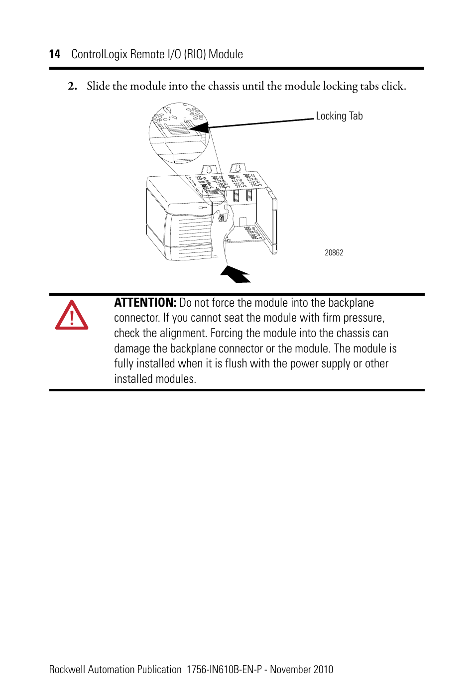 Rockwell Automation 1756-RIO ControlLogix Remote I/O (RIO) Communication Interface Module Installation Instr User Manual | Page 14 / 28