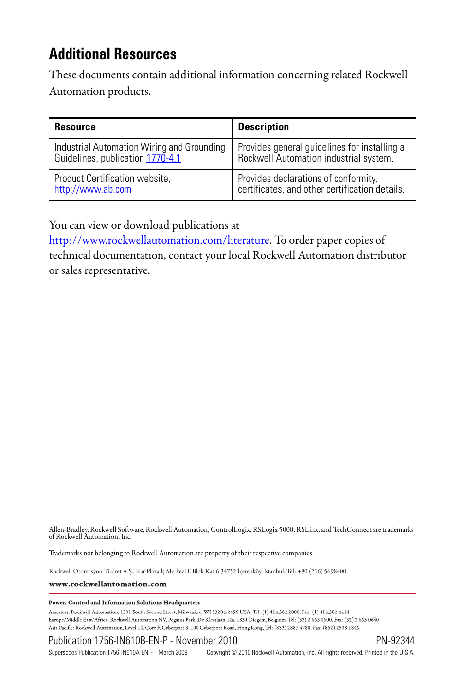 Additional resources | Rockwell Automation 1756-RIO ControlLogix Remote I/O (RIO) Communication Interface Module Installation Instr User Manual | Page 28 / 28