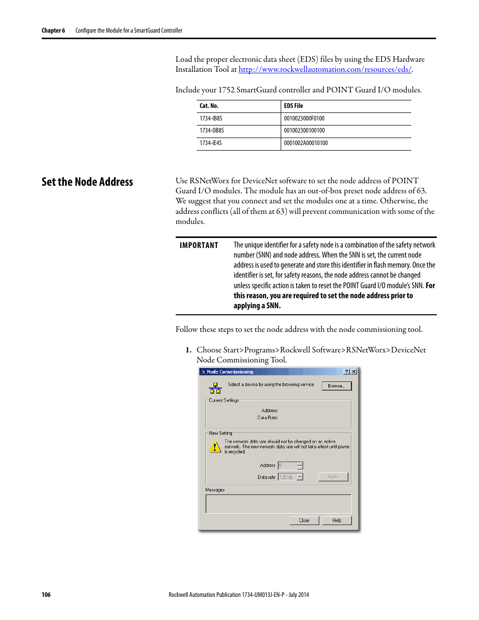 Set the node address | Rockwell Automation 1734-IE4S POINT Guard I/O Safety Modules User Manual User Manual | Page 106 / 212