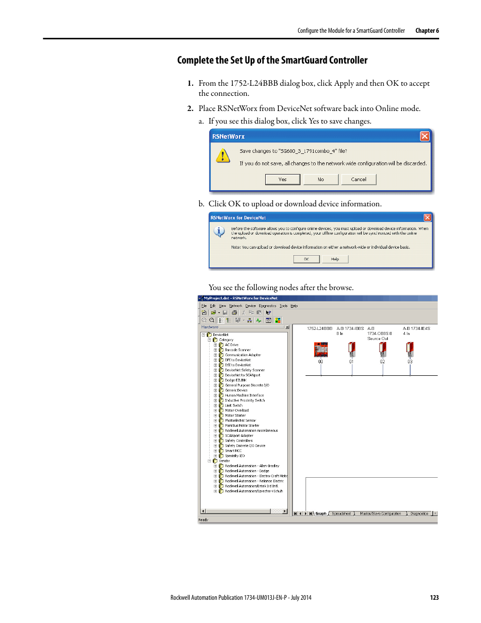 Complete the set up of the smartguard controller | Rockwell Automation 1734-IE4S POINT Guard I/O Safety Modules User Manual User Manual | Page 123 / 212