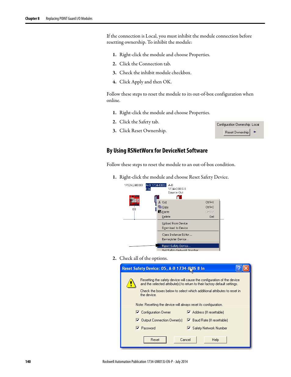 By using rsnetworx for devicenet software | Rockwell Automation 1734-IE4S POINT Guard I/O Safety Modules User Manual User Manual | Page 140 / 212
