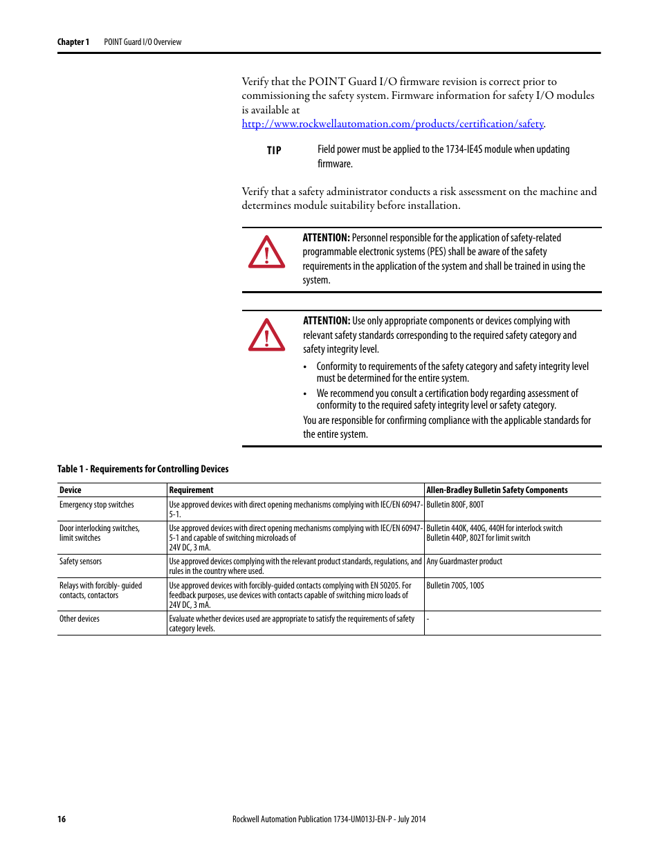 Rockwell Automation 1734-IE4S POINT Guard I/O Safety Modules User Manual User Manual | Page 16 / 212