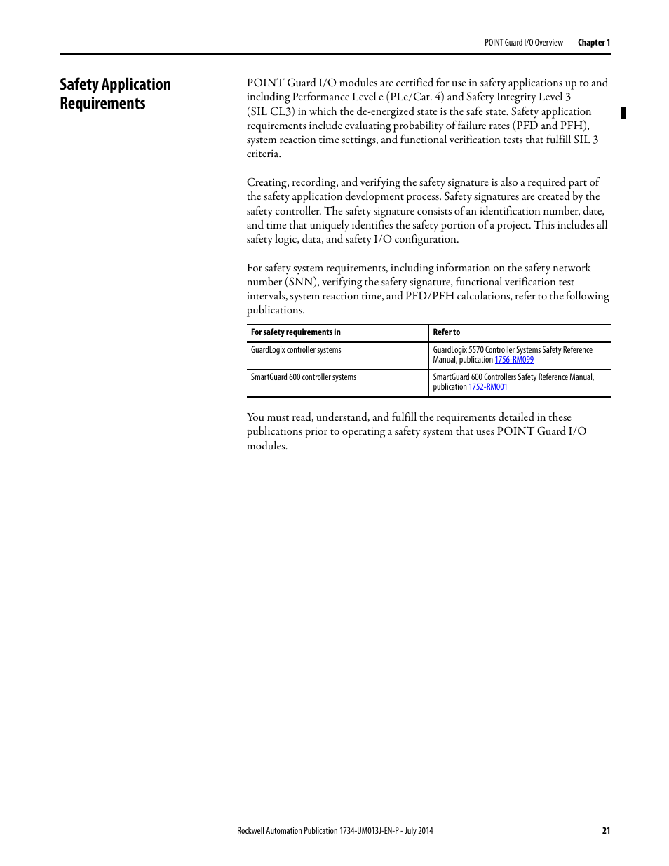 Safety application requirements | Rockwell Automation 1734-IE4S POINT Guard I/O Safety Modules User Manual User Manual | Page 21 / 212