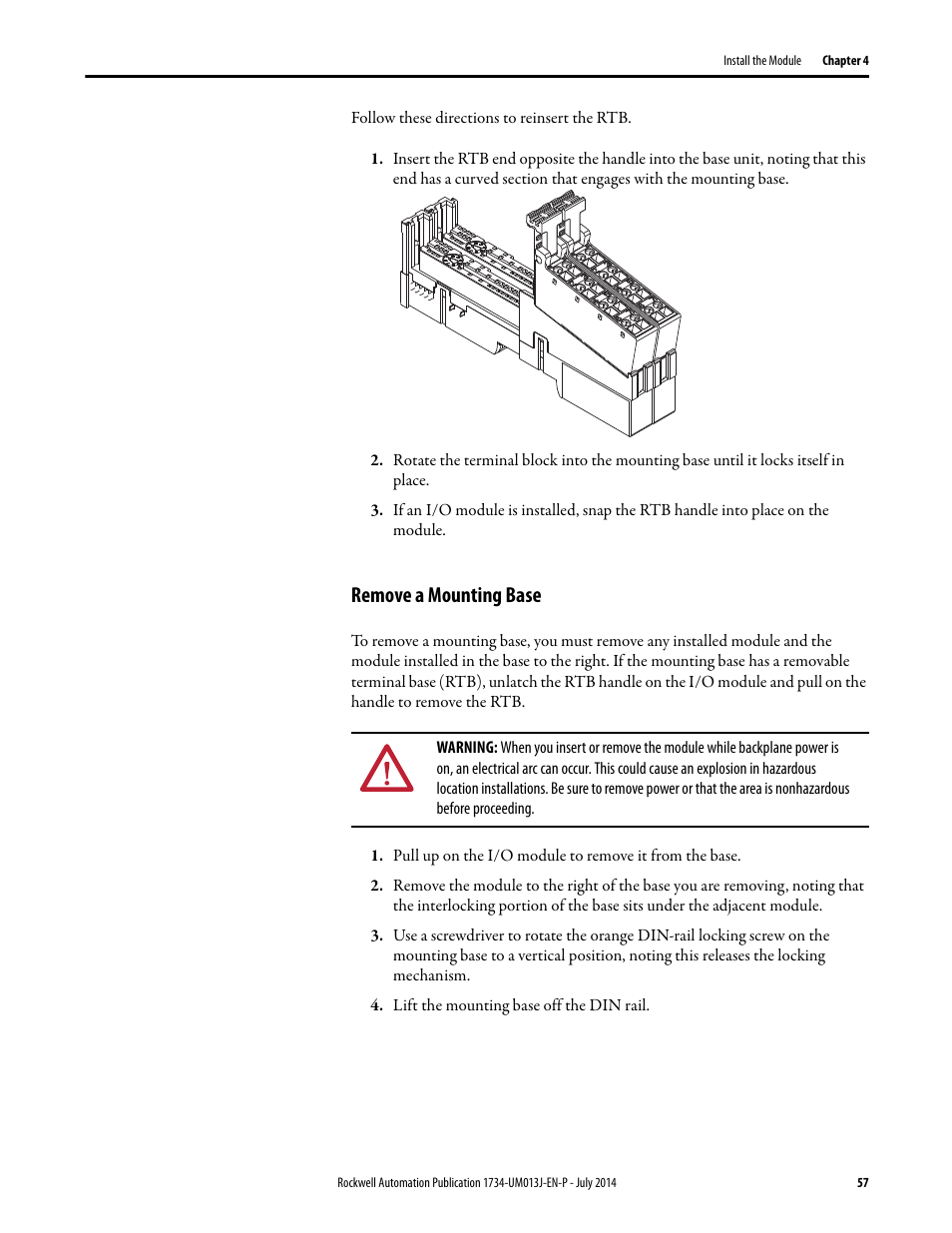 Remove a mounting base | Rockwell Automation 1734-IE4S POINT Guard I/O Safety Modules User Manual User Manual | Page 57 / 212