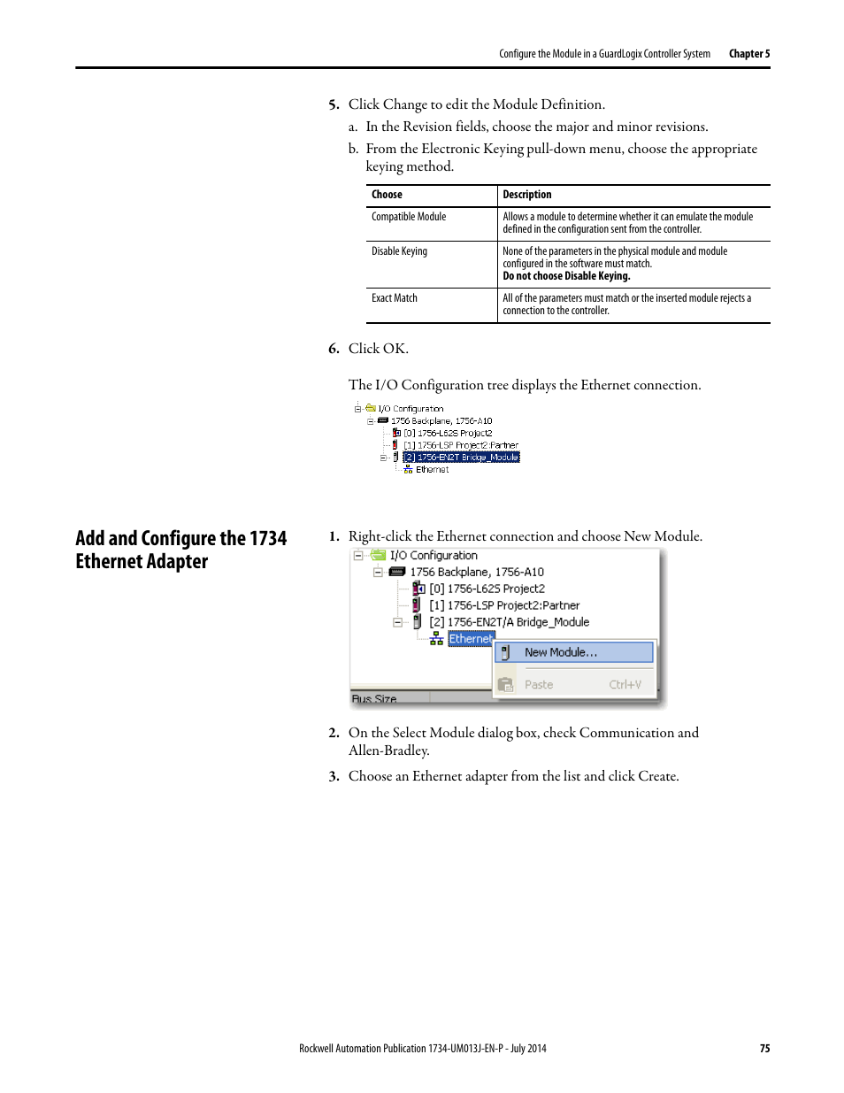 Add and configure the 1734 ethernet adapter | Rockwell Automation 1734-IE4S POINT Guard I/O Safety Modules User Manual User Manual | Page 75 / 212