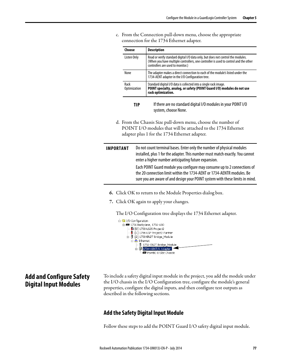 Add and configure safety digital input modules, Add the safety digital input module | Rockwell Automation 1734-IE4S POINT Guard I/O Safety Modules User Manual User Manual | Page 77 / 212