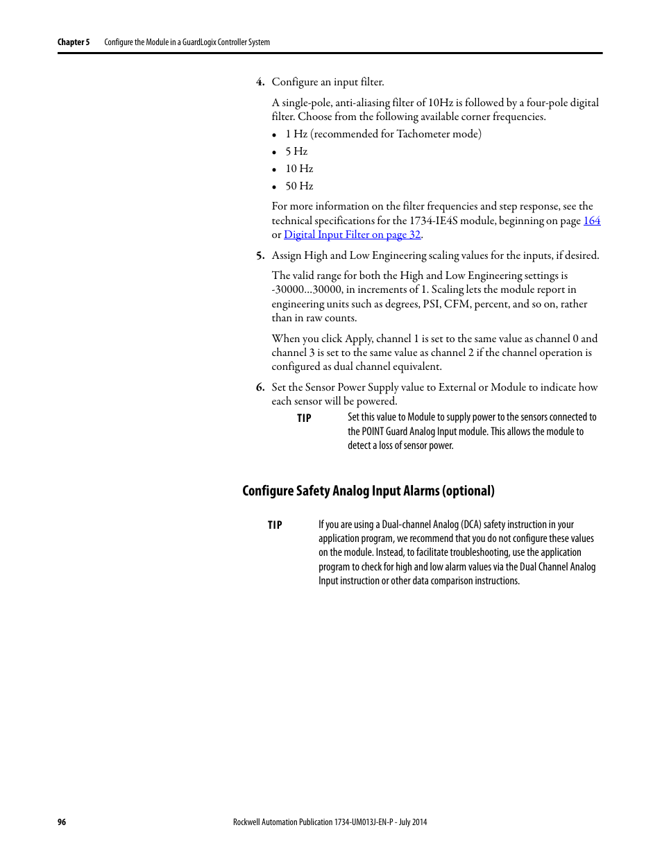 Configure safety analog input alarms (optional) | Rockwell Automation 1734-IE4S POINT Guard I/O Safety Modules User Manual User Manual | Page 96 / 212