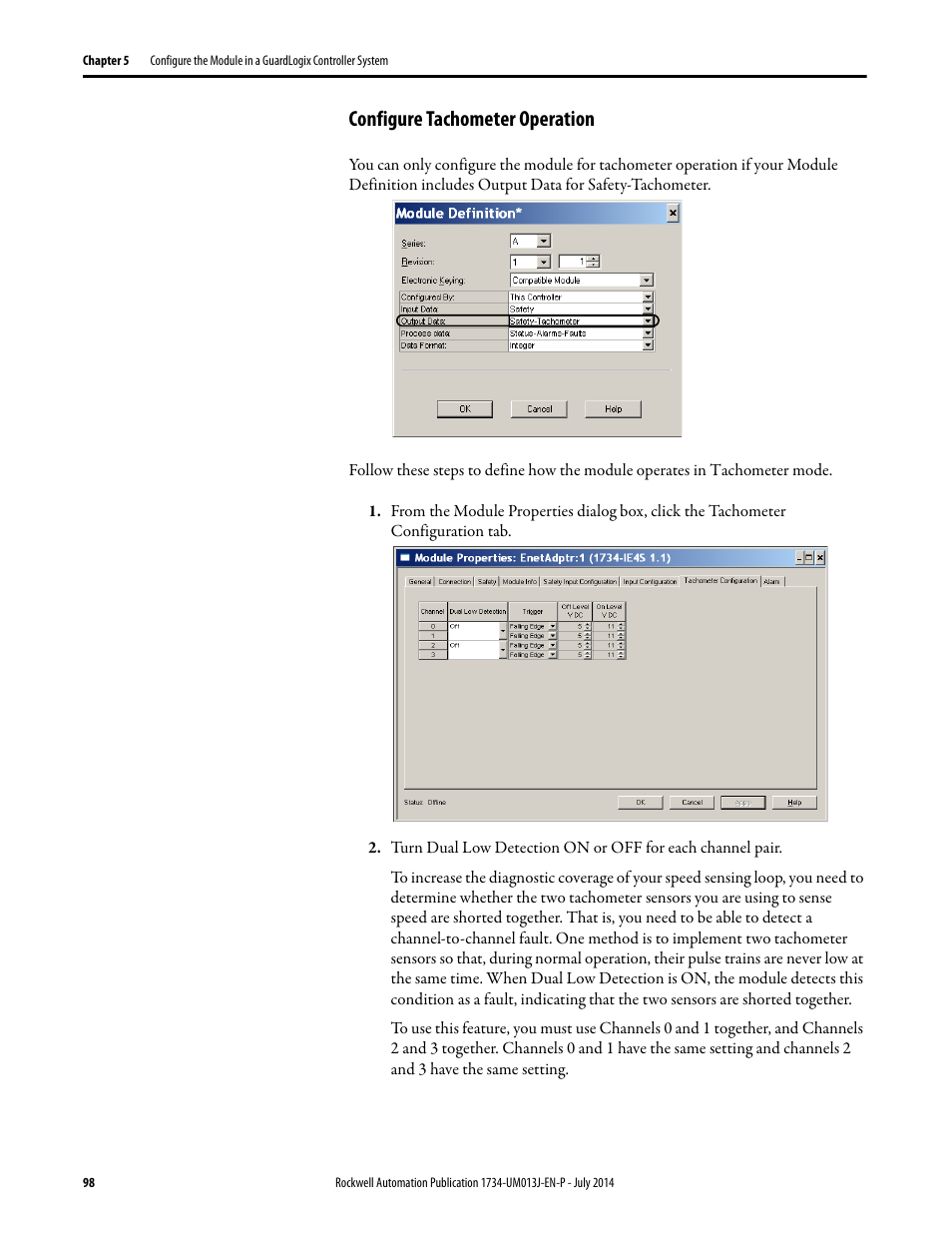 Configure tachometer operation | Rockwell Automation 1734-IE4S POINT Guard I/O Safety Modules User Manual User Manual | Page 98 / 212