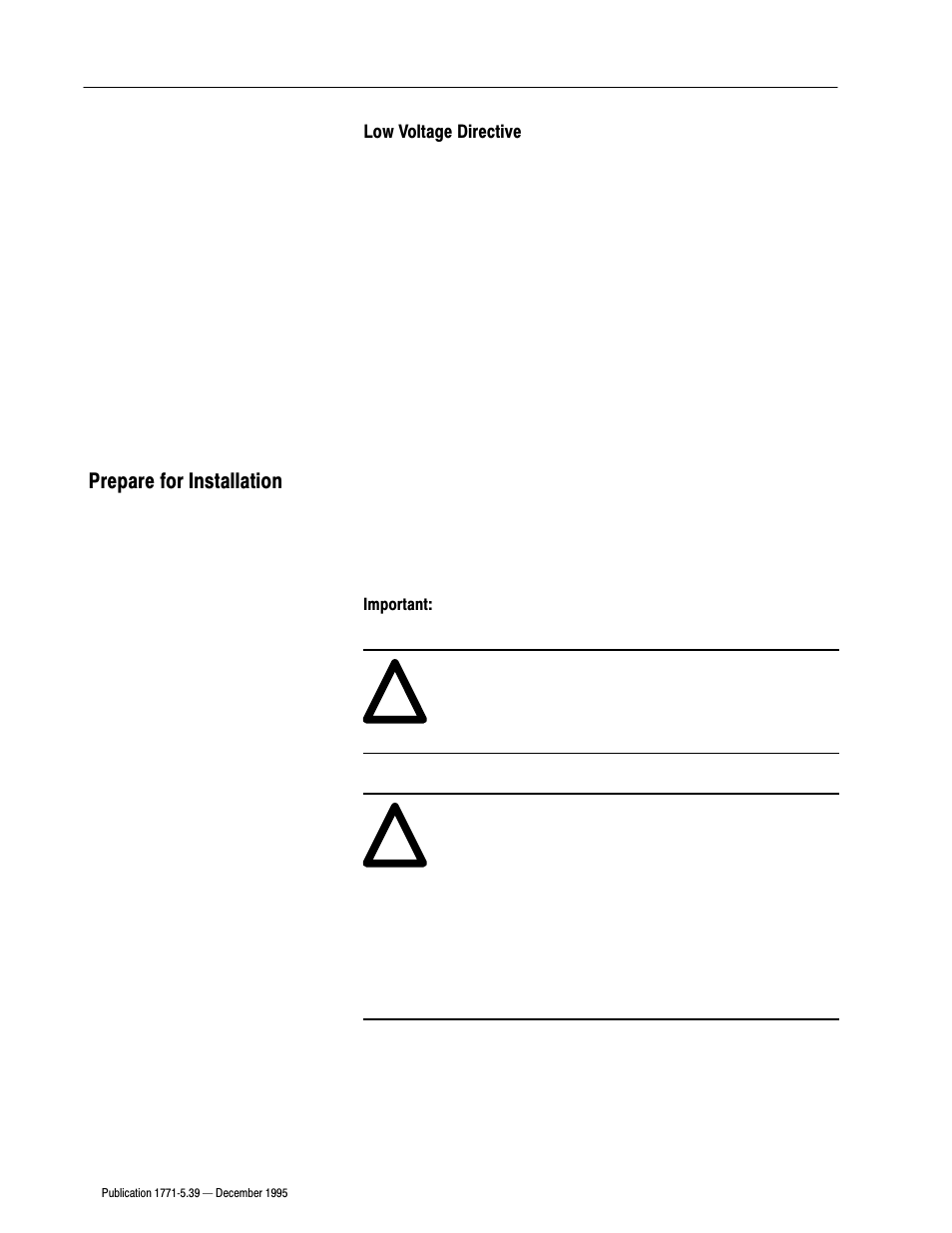 Low voltage directive, Prepare for installation | Rockwell Automation 1771-P7 AC(120/220V) 16A Installation Instructions User Manual | Page 2 / 10