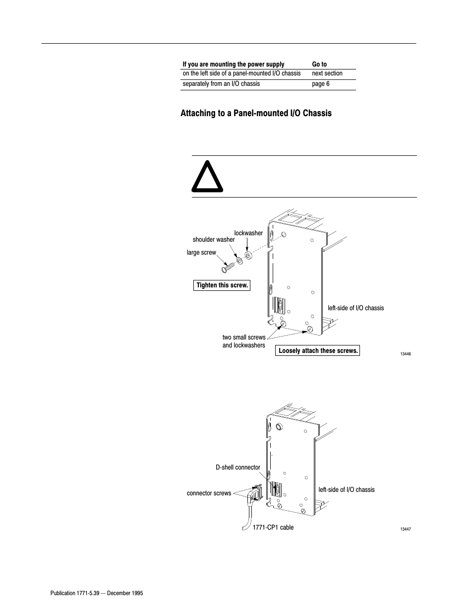 Attaching to a panel mounted i/o chassis | Rockwell Automation 1771-P7 AC(120/220V) 16A Installation Instructions User Manual | Page 4 / 10
