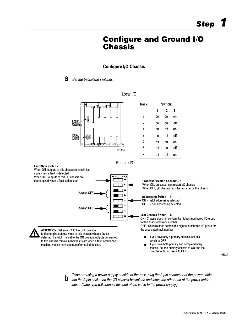 1772-10.1, 1 - configure and ground i/o chassis, Step, Configure and ground i/o chassis | Configure i/o chassis | Rockwell Automation 1772-LPx DATA PLC-2 FAMILY PROG CONTRL User Manual | Page 6 / 18