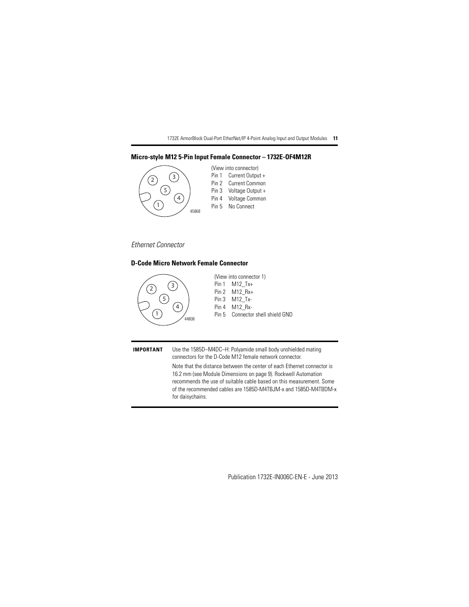 Rockwell Automation 1732E-OF4M12R ArmorBlock Dual-Port EtherNet/IP 4-Point Analog Input and Output User Manual | Page 11 / 24