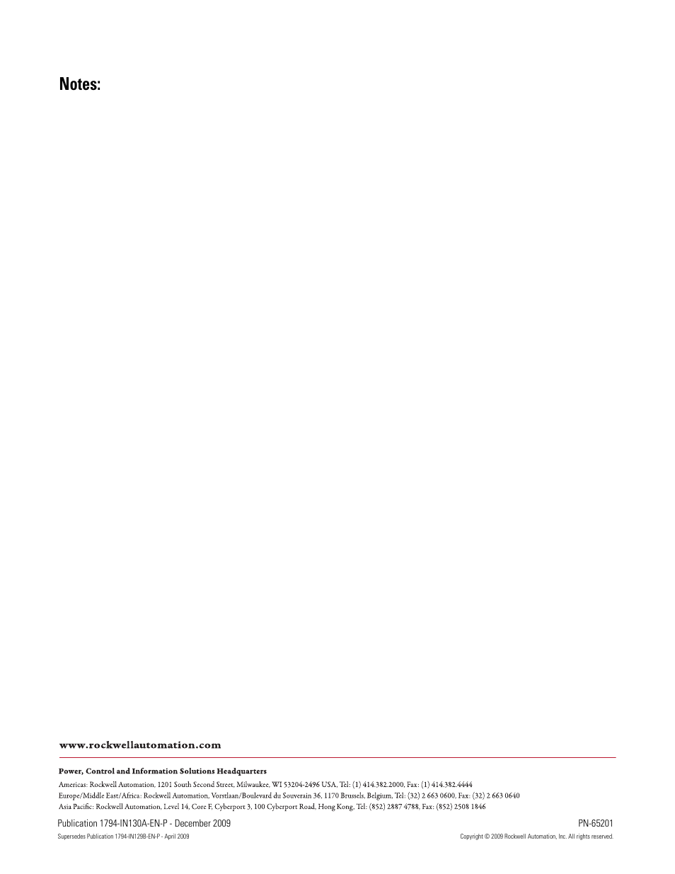 Rockwell Automation 1794-IF4ICFXT FLEX I/O Isolated Input Analog Module User Manual | Page 6 / 6
