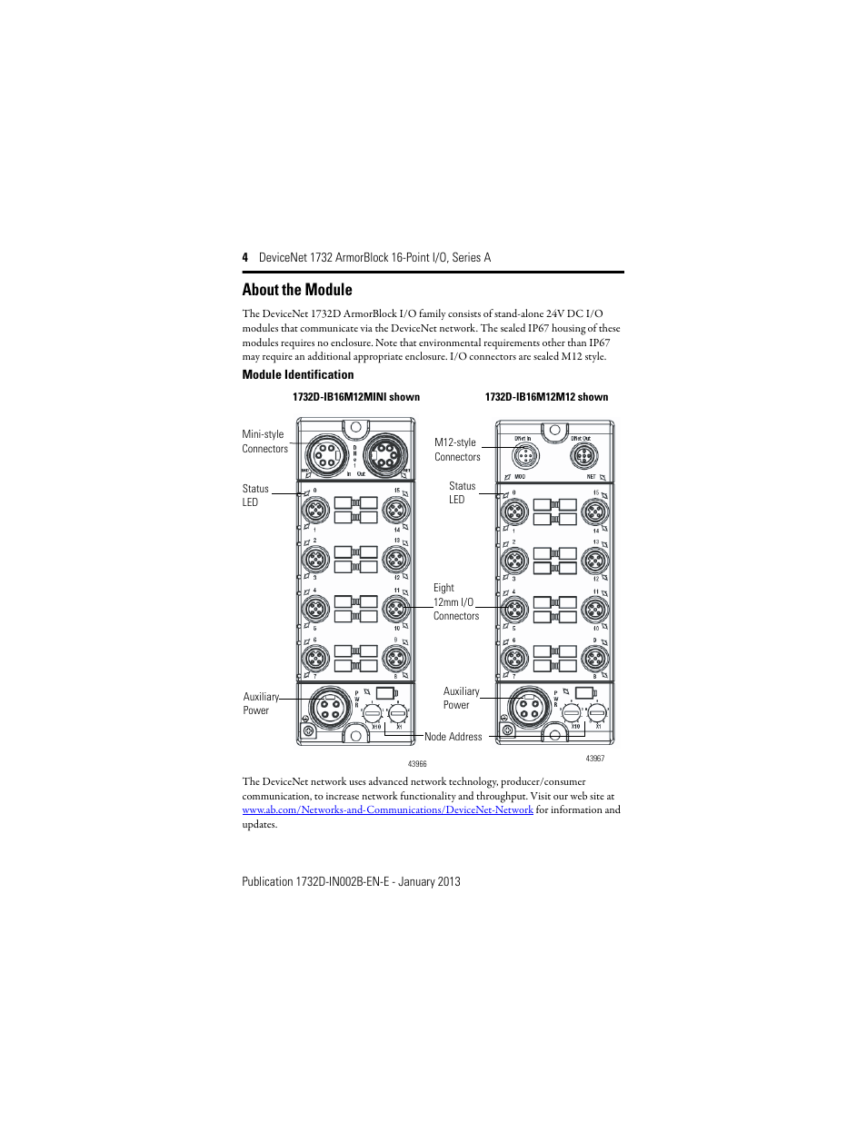 About the module | Rockwell Automation 1732D-XXXX DeviceNet ArmorBlock 16-Point I/O, Series A User Manual | Page 4 / 24