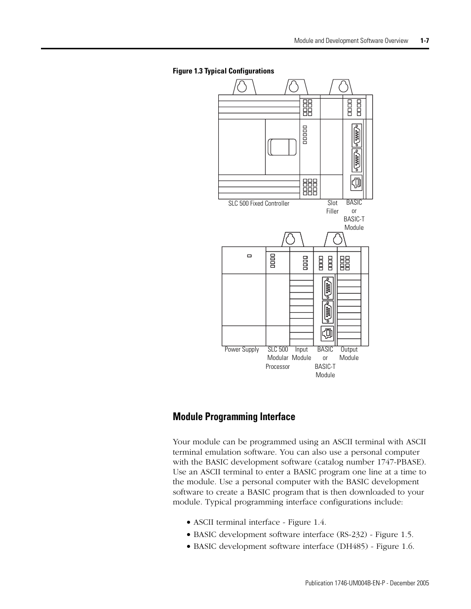 Module programming interface -7, Module programming interface | Rockwell Automation 1746-BAS-T SLC 500 Basic Basic-T Modules User Manual | Page 19 / 90